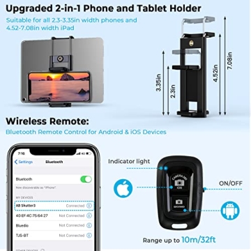 75" Heavy Duty Travel Tripod for Camera & Cell Phone