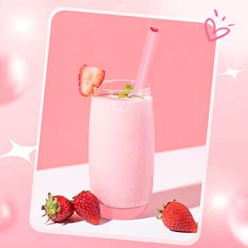 Cute Reusable Heart Shaped Pink Straws for Parties