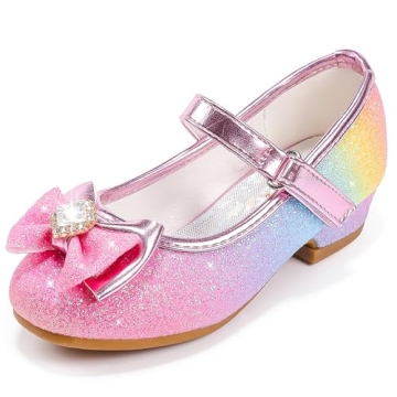 Furdeour Toddler Girls Flats Shoes Size 8 Princess Wedding Flower Girl Party Medium High Heels Littl...