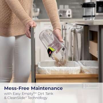 Bissell PowerGlide Slim Corded Vacuum, Powerful Pet Hair Pickup on Carpet & Hard Floors, Lightweight Swivel Steering, 3-in-1 Capabilities with Dusting & Crevice Tool, XL Tank, 3070, Black & Green