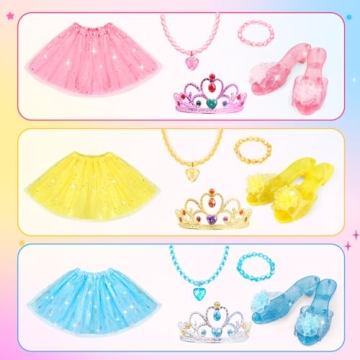 Meland Princess Dress Up Set Sparkling Skirts Shoes Tiaras