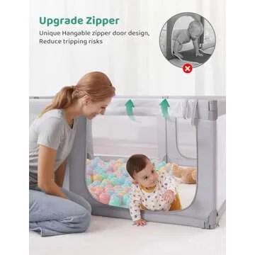 Kidirect Foldable Baby Playpen, 71"×69" Large Baby Playpen, Baby Play Pen with Upgrade Safety Gate, Playpen for Babies and Toddlers Ajustable Shape &Size, Indoor &Outdoor Portable Baby Play Yard, Grey