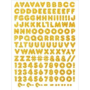 SEI 148 Pieces Iron On Letters & Numbers: 1/2 Inch Glitter Iron Ons, Easy Application, Machine Washable, Heat Transfer Letters (Carefree Glitter, Gold)