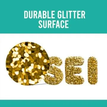 SEI 148 Pieces Iron On Letters & Numbers: 1/2 Inch Glitter Iron Ons, Easy Application, Machine Washable, Heat Transfer Letters (Carefree Glitter, Gold)