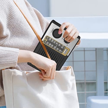 Yewrich AM FM Radio with Best Reception, Portable Battery Operated Transistor Radios, Headphone Jack, AC Powered, Suit for Senior and Home, Black