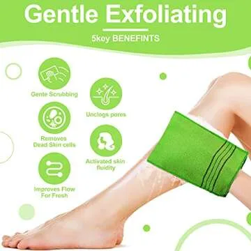 Tatuo 12 Pieces Korean Exfoliating Mitt Glove Italy Towel Body Skin Scrubber Exfoliating Scrubber for Remove Dead Skin Washcloth Korean(Small,Yellow, Green, Blue, Pink)