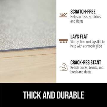 GORILLA GRIP Office Chair Mat for Hardwood Floors, 36"x48" Smooth Glide Slip Resistant Under Desk Hard Wood Floor Protector, Stay in Place Plastic Computer Mats for Rolling Office Chairs, Clear