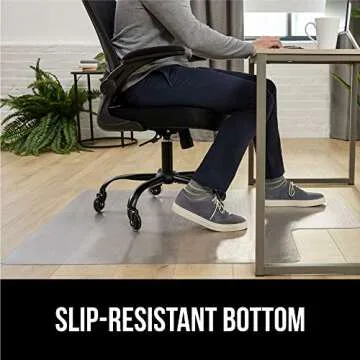 GORILLA GRIP Office Chair Mat for Hardwood Floors, 36"x48" Smooth Glide Slip Resistant Under Desk Hard Wood Floor Protector, Stay in Place Plastic Computer Mats for Rolling Office Chairs, Clear