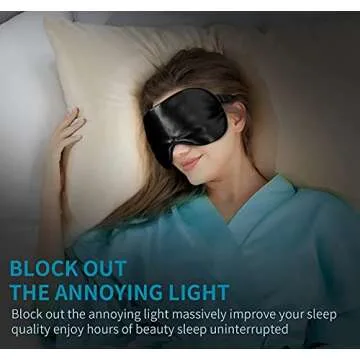Natural Silk Sleep Mask, Super-Smooth & Soft Eye Mask with Adjustable Strap, Blindfold, Perfect Blocks Light, Pressure Free for A Full Night's Sleep (Black)