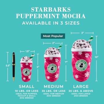 Haute Diggity Dog Starbarks Puppermint Mocha, Plush Holiday Christmas Dog Toys with Interactive Squeaker, Stimulating Pet Enrichment, Machine-Washable & Safe Materials for All Breeds, Size Medium