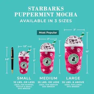 Haute Diggity Dog Starbarks Puppermint Mocha, Plush Holiday Christmas Dog Toys with Interactive Squeaker, Stimulating Pet Enrichment, Machine-Washable & Safe Materials for All Breeds, Size Medium