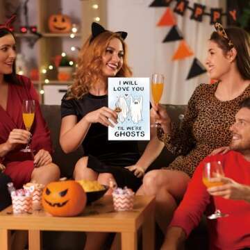 Zyulin Funny Halloween Wedding/Engagement Card for Women Men, Spooky Halloween Anniversary Card Gifts for Couples, Romantic Valentines Day Card for Him Her-I WILL LOVE YOU TIL WE'RE GHOSTS