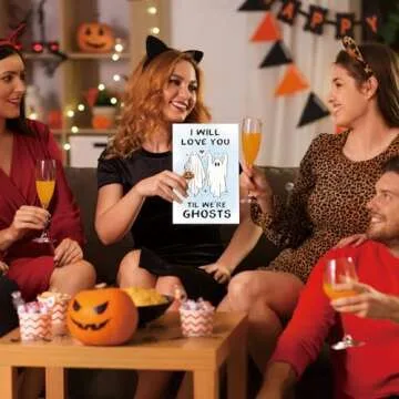Zyulin Funny Halloween Wedding/Engagement Card for Women Men, Spooky Halloween Anniversary Card Gifts for Couples, Romantic Valentines Day Card for Him Her-I WILL LOVE YOU TIL WE'RE GHOSTS