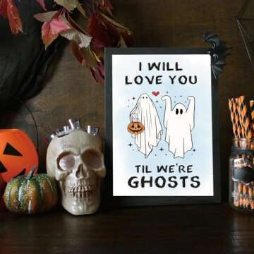 Zyulin Funny Halloween Wedding/Engagement Card for Women Men, Spooky Halloween Anniversary Card Gifts for Couples, Romantic Valentines Day Card for Him Her-I WILL LOVE YOU TIL WE'RE GHOSTS