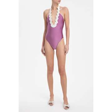 Adriana Degreas Halterneck Swimsuit - Lilac/Off White