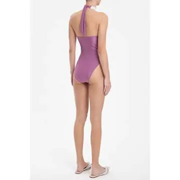 Adriana Degreas Halterneck Swimsuit - Lilac/Off White