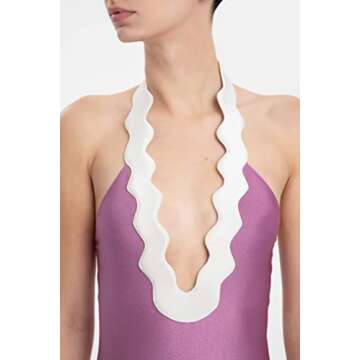 Adriana Degreas Halterneck Swimsuit - Lilac/Off White