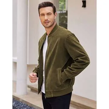 COOFANDY Men's Varsity Baseball Jacket Causal Slim Fit Suede Leather Bomber Jackets