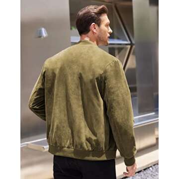 COOFANDY Men's Varsity Baseball Jacket Causal Slim Fit Suede Leather Bomber Jackets