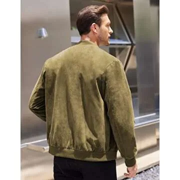 COOFANDY Men's Varsity Baseball Jacket Causal Slim Fit Suede Leather Bomber Jackets