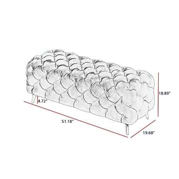 hansones Ottoman Bench with Button Tufted, Upholstered Velvet Fabric Ottomans Foot Rest Stool Accent...