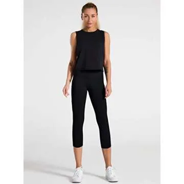 Dragon Fit High Waist Yoga Capris with 3 Pockets,Tummy Control Workout Running 4 Way Stretch Yoga Pants Dark Black