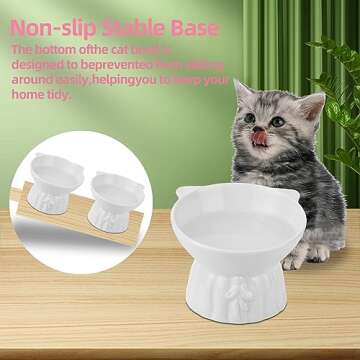 2Pcs Ceramic Elevated Cat Bowls for Comfortable Dining