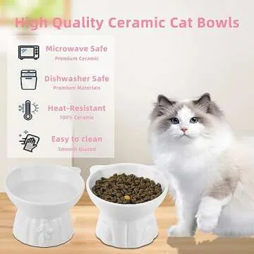 2Pcs Ceramic Elevated Cat Bowls for Comfortable Dining