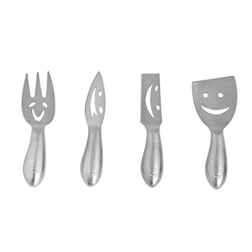 NewlineNY Smiling Faces Cheese Knife Set: Durable Stainless Steel for Perfect Cheese Serving