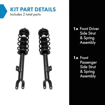 TRQ Front Strut & Coil Spring Assembly Set Driver & Passenger Sides Compatible with 11-19 Chrysler 3...