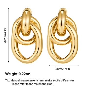 FILMOON Gold Geometric Drop Dangle Earrings for Women 18K Long Link Dangle Earrings Jewelry