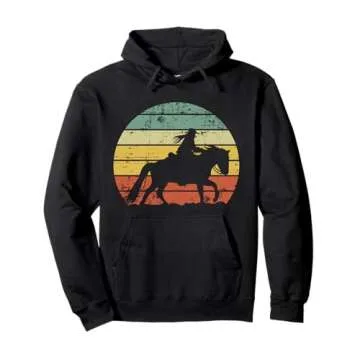 Retro Horse Riding Pullover Hoodie for Equestrian Enthusiasts
