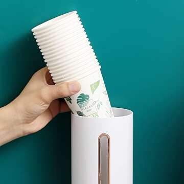 INSHA Cup Dispenser Wall Mount,3Oz - 6Oz Disposable Small Cups for Bathroom Home Hospital Office Gym (QSQBQ-White)