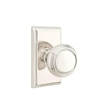 Emtek Privacy Set - Norwich Knob with Rectangular Rosette in Polished Nickel