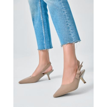Coutgo Women's Elegant Slingback Kitten Heels for Comfort