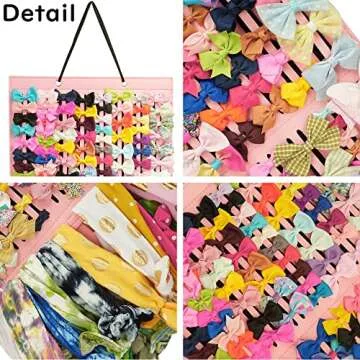 Baby Girl Hair Bows Holder, Hair Clips Storage Hanger For Ribbons, Hair Bows Organizer, Baby Hair Clip Storage Display Sturdy Stand (Large, Pink)
