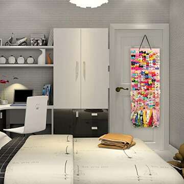 Baby Girl Hair Bows Holder, Hair Clips Storage Hanger For Ribbons, Hair Bows Organizer, Baby Hair Clip Storage Display Sturdy Stand (Large, Pink)