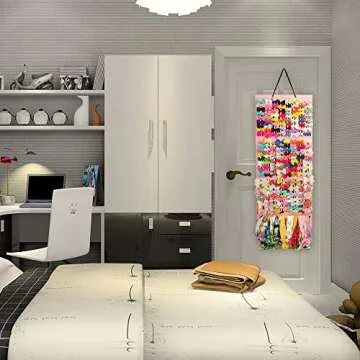 Baby Girl Hair Bows Holder, Hair Clips Storage Hanger For Ribbons, Hair Bows Organizer, Baby Hair Clip Storage Display Sturdy Stand (Large, Pink)