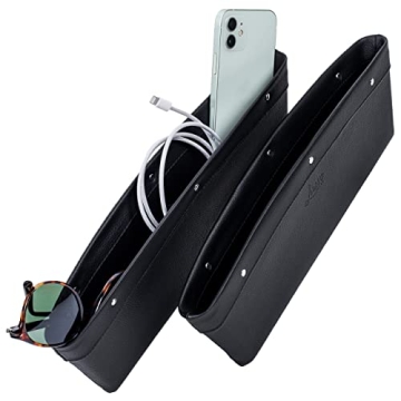 Lusso Gear Car Seat Gap Filler and Organizer (2 Pack) - Gap Filler & Storage Between Seats - Universal Fit & Vegan Leather - Holds Phone, Keys & Glasses - Car Seat Gap Filler Organizer
