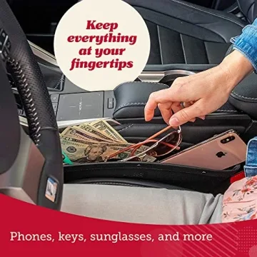 Lusso Gear Car Seat Gap Filler and Organizer (2 Pack) - Gap Filler & Storage Between Seats - Universal Fit & Vegan Leather - Holds Phone, Keys & Glasses - Car Seat Gap Filler Organizer