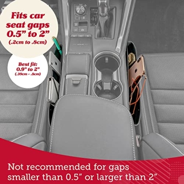 Lusso Gear Car Seat Gap Filler and Organizer (2 Pack) - Gap Filler & Storage Between Seats - Universal Fit & Vegan Leather - Holds Phone, Keys & Glasses - Car Seat Gap Filler Organizer