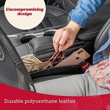Lusso Gear Car Seat Gap Filler and Organizer (2 Pack) - Gap Filler & Storage Between Seats - Universal Fit & Vegan Leather - Holds Phone, Keys & Glasses - Car Seat Gap Filler Organizer