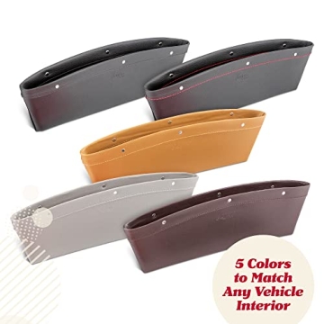 Lusso Gear Car Seat Gap Filler and Organizer (2 Pack) - Gap Filler & Storage Between Seats - Universal Fit & Vegan Leather - Holds Phone, Keys & Glasses - Car Seat Gap Filler Organizer