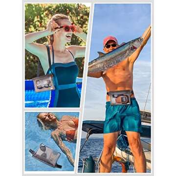 HEETA Waterproof Fanny Pack, Waterproof Pouch Dry Bag 2/3/4 Pack for Phone, Adjustable Waist Strap and Screen Touch Sensitive for Swimming Kayaking Boating Beach Fishing Diving Surfing Accessories