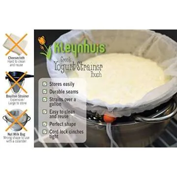 Kleynhuis Greek Yogurt Strainer Pouch, Ultra-Fine 100 Micron Nylon (16"X9")