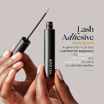 Velour Strong Eyelash Glue – Super Hold Vegan Lash Glue, Brush on Applicator – Premium, Latex-Fr...