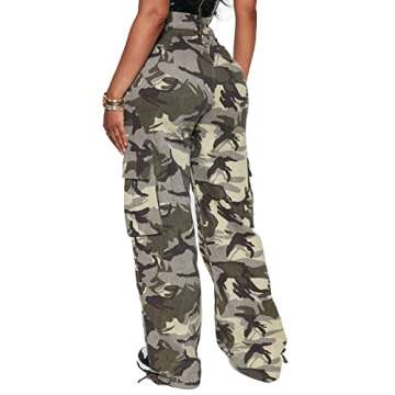 Camo Cargo Pants Women High Waisted Baggy Straight Leg Relaxed Fit Jeans Y2K Fashion Hiking Pants Ra...