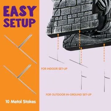 JOYIN 17” Halloween Decorations Outdoor Tombstones, 5 Pack Halloween Foam Graveyard Headstone Decorations with 10 Bonus Metal Stakes for Halloween Yard Lawn Outside Decorations