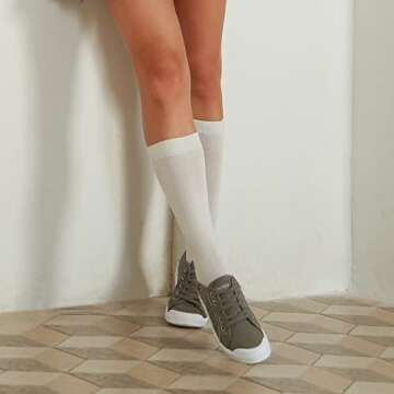 JENN ARDOR Womens Comfortable Elastic Shoes Stylish Canvas Fashion Sneakers Cute Lightweight Slip On Shoes Casual Flats for Walking