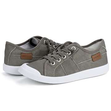 JENN ARDOR Womens Comfortable Elastic Shoes Stylish Canvas Fashion Sneakers Cute Lightweight Slip On Shoes Casual Flats for Walking